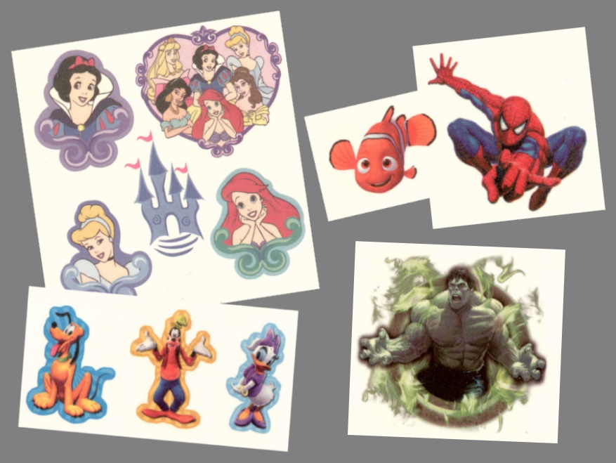 Tetování animované, komiksové pro děti